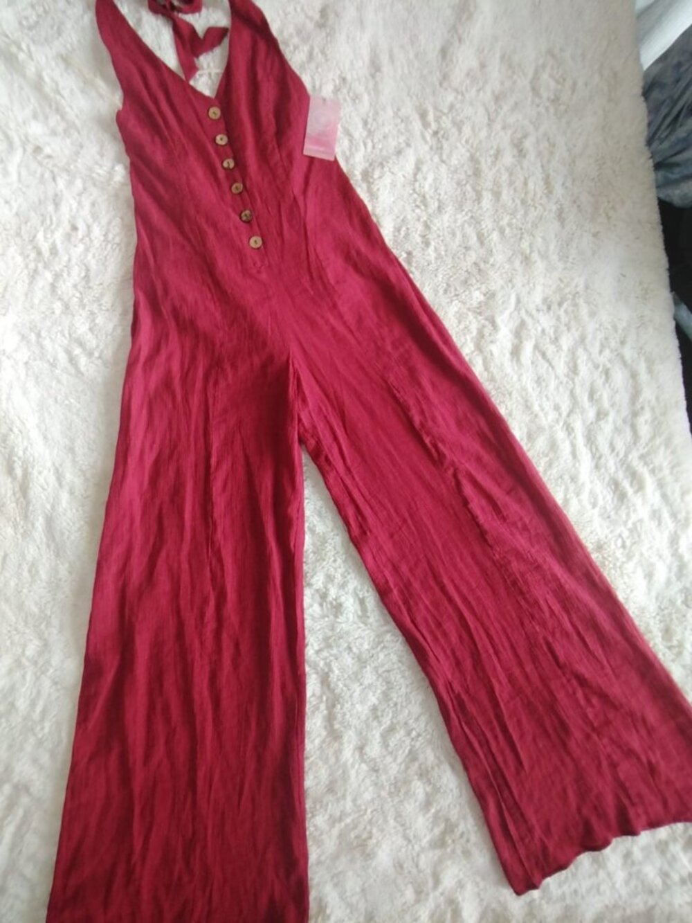 Brand New With Tags (BNWT) "Onetheland" Wide-Leg Halter Jumpsuit - Size S